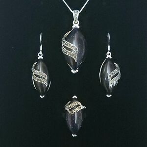 Blue Sandstone And Silver Jewelry Set
